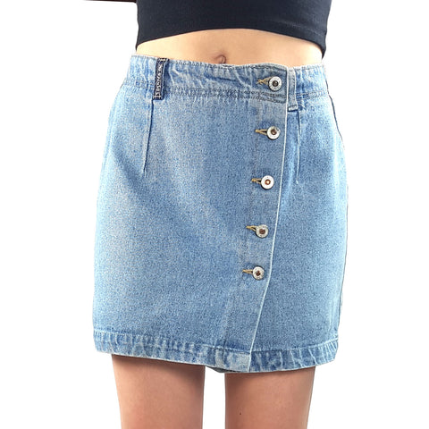 Button-up denim mini-skirt - size 36